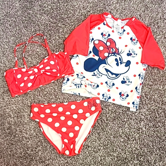 Disney Swim 3 Piece Minnie Mouse Bathing Suit Girls Size 9 Poshmark